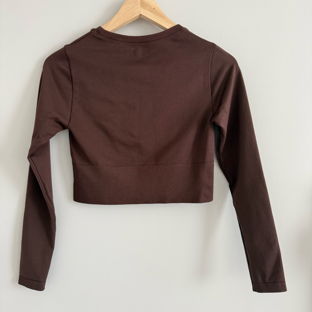 Aerie Offline Sidewalk Seamless Long Sleeve Cropped T-Shirt Canyon Sun Small - Picture 5 of 10